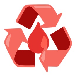 drop of blood and recycling symbol