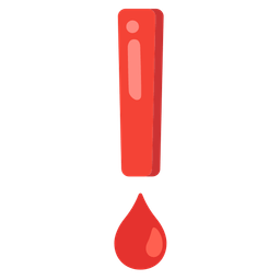 drop of blood and red exclamation mark
