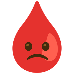 Drop of blood and Slightly frowning face