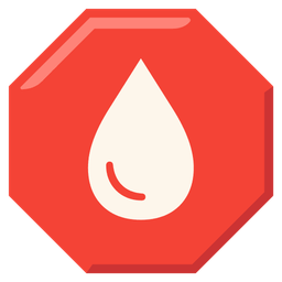 drop of blood and stop sign