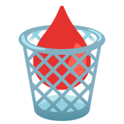 drop of blood and wastebasket