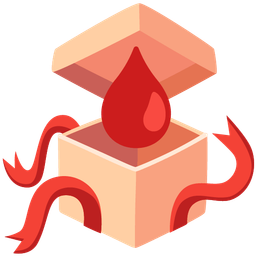 drop of blood and wrapped gift