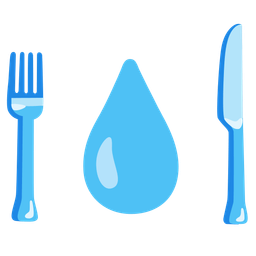 droplet and fork and knife with plate