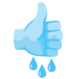 droplet and thumbs up