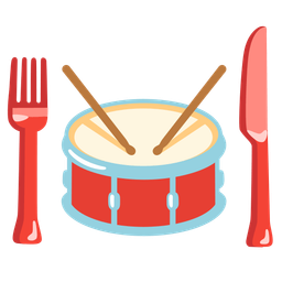 Drum and Fork and knife with plate