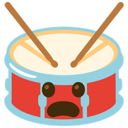 Drum and Frowning face with open mouth