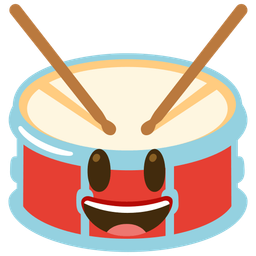 Drum and Grinning face with big eyes