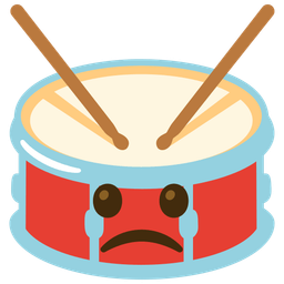 Drum and Slightly frowning face