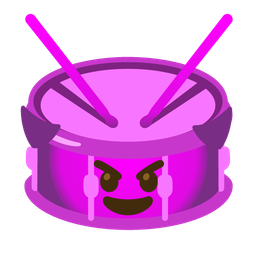 Drum and Smiling face with horns
