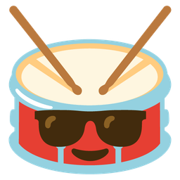 Drum and Smiling face with sunglasses