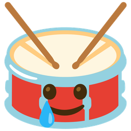 Drum and Smiling face with tear