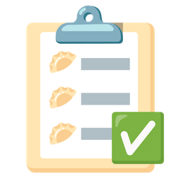 Dumpling and Check mark button