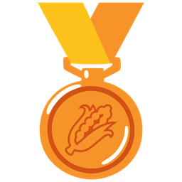 ear of corn and 3rd place medal