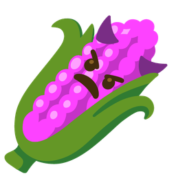 ear of corn and angry face with horns