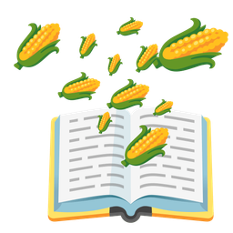 ear of corn and books