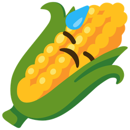 ear of corn and downcast face with sweat