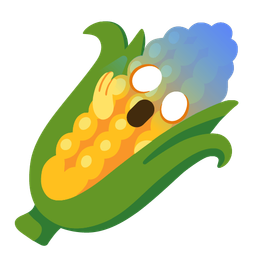 ear of corn and face screaming in fear