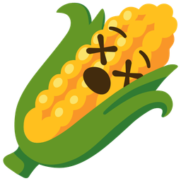 ear of corn and face with crossed-out eyes
