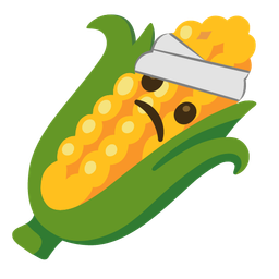 ear of corn and face with head-bandage