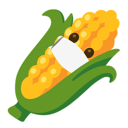 ear of corn and face with medical mask