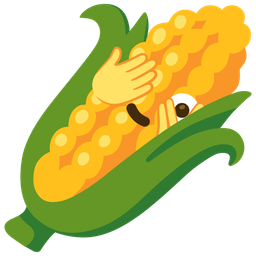 ear of corn and face with peeking eye