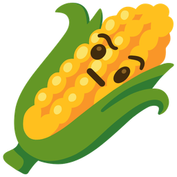 ear of corn and face with raised eyebrow