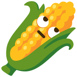 ear of corn and face with rolling eyes