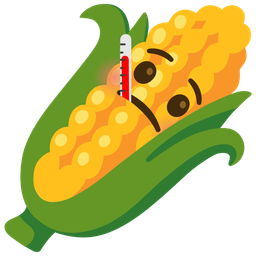 ear of corn and face with thermometer