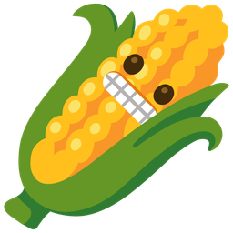 ear of corn and grimacing face