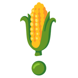 ear of corn and red exclamation mark