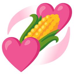 ear of corn and revolving hearts