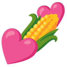 ear of corn and two hearts