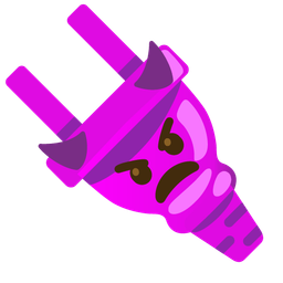 Electric plug and Angry face with horns