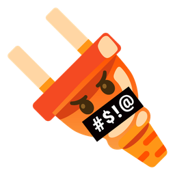 Electric plug and Face with symbols on mouth