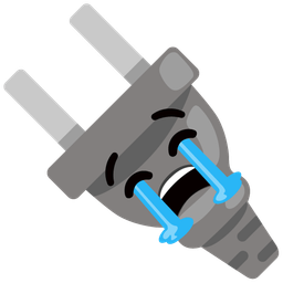 Electric plug and Loudly crying face