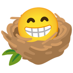 Empty nest and Beaming face with smiling eyes