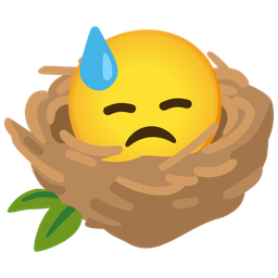 empty nest and downcast face with sweat