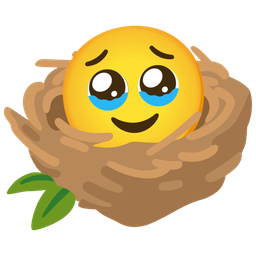 empty nest and face holding back tears