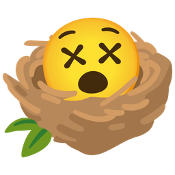 empty nest and face with crossed-out eyes