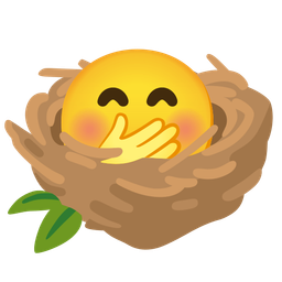 empty nest and face with hand over mouth