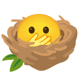 empty nest and face with open eyes and hand over mouth