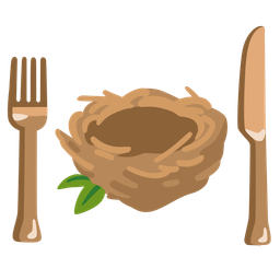 empty nest and fork and knife with plate