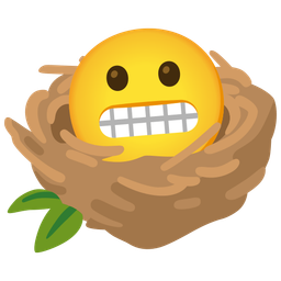 empty nest and grimacing face