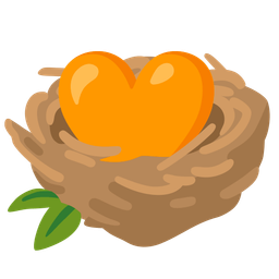 empty nest and orange heart