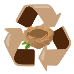 empty nest and recycling symbol