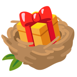 empty nest and wrapped gift