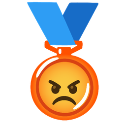 enraged face and 3rd place medal