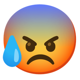 enraged face and anxious face with sweat