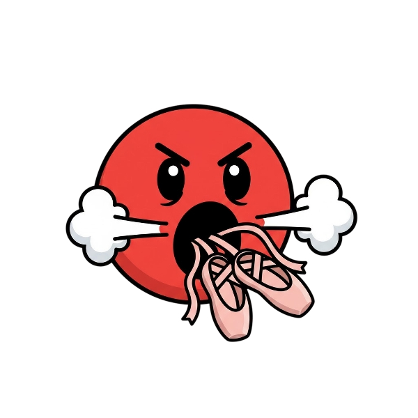 Enraged face and Ballet shoes