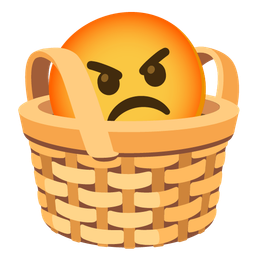 enraged face and basket